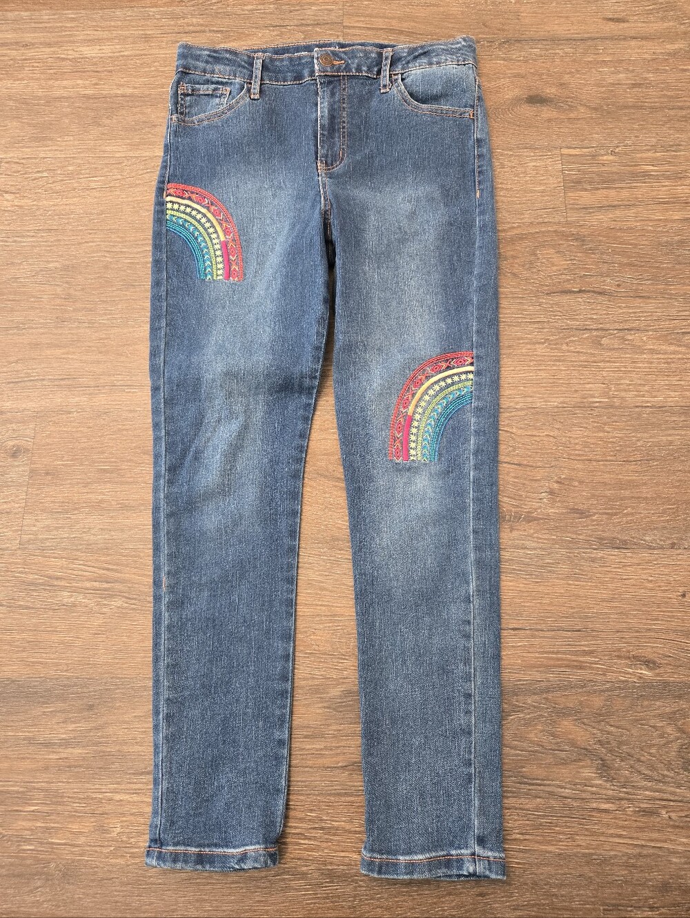 Girls Cat & Jack Rainbow Embroidered Jeggings Size 16 Ultimate Stretch Jeans
